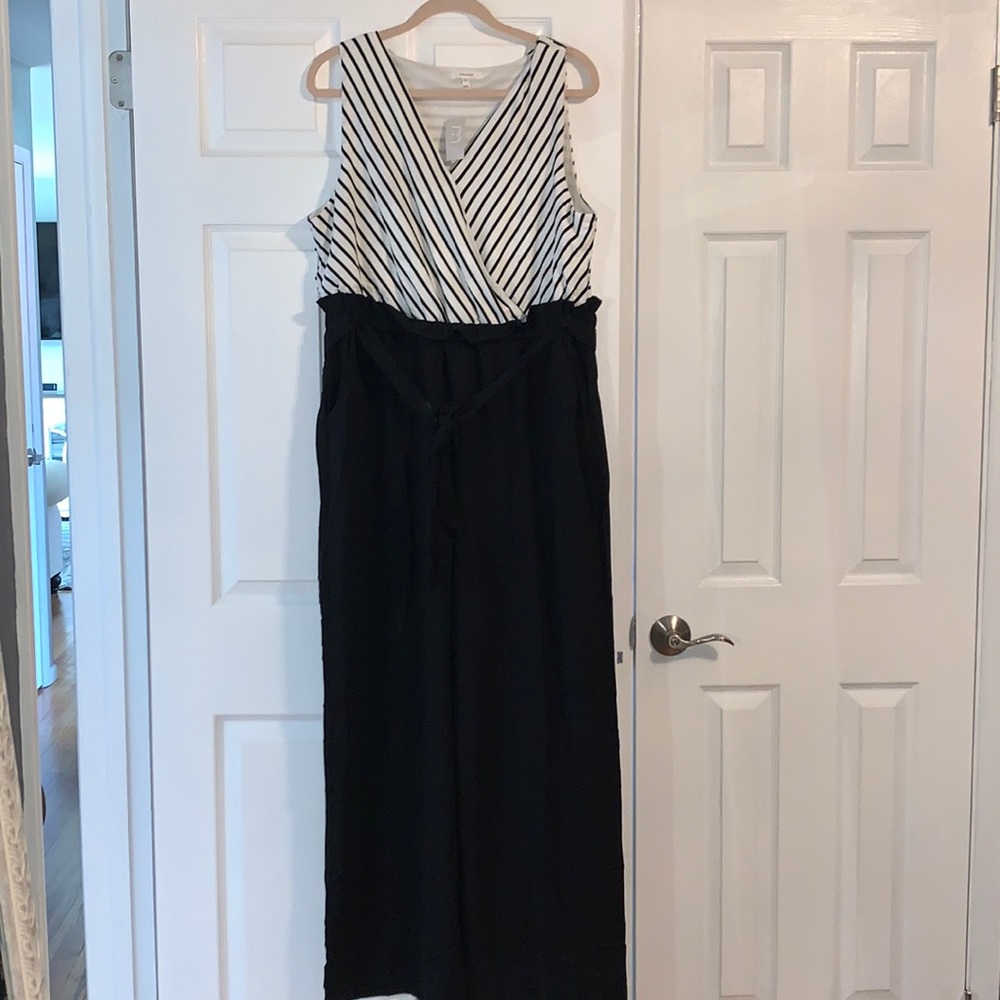 Black and white striped jumpsuit